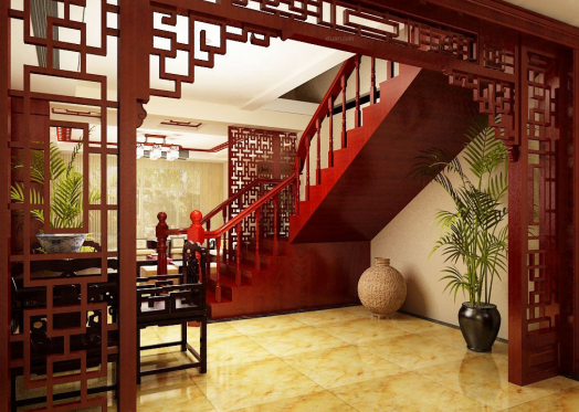 中式風格樓梯裝修效果圖，充滿典雅古韻的樓梯設計!